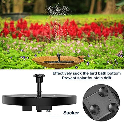 AISITIN Solar Bird Bath Fountain Pump, Solar Powered Water Fountain Pump with 6 Nozzles, Garden, Ponds, Pool, Fish Tank and Outdoor, 1.5W, 1.5W-New 2 Pack
