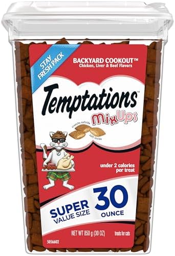 Temptations MixUps Backyard Cookout Flavor Crunchy and Soft Cat Treats, 30 oz. Tub