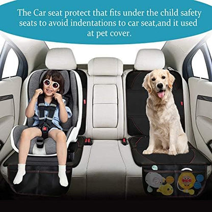 Car Seat Protector, 2 Pack Carseat Protector with Thick Padding, Baby/Pets for Child Car Seat-Mesh Pockets-Waterproof-Universal Size(Black)