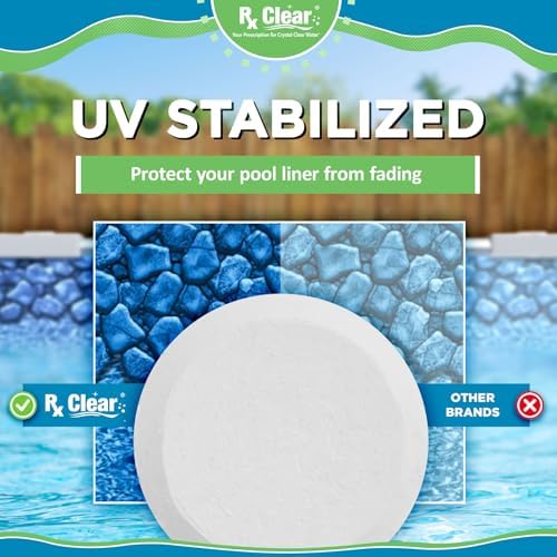 Rx Clear 3" Inch Chlorine Tabs | 5 Pounds | Individual Stabilized Chlorinating Tablets for Sanitizing Swimming Pools | Long Lasting, Slow Dissolving, and UV Protected