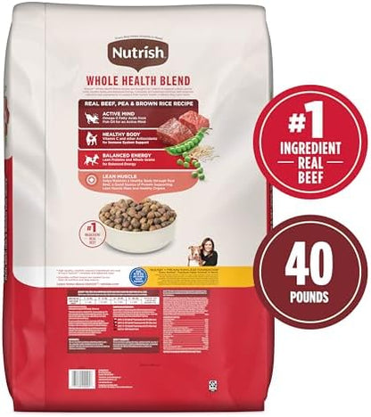Nutrish Dry Dog Food, Real Beef, Pea & Brown Rice Recipe Whole Health Blend for Adult Dogs, 40 lb. Bag, Packaging May Vary (Rachael Ray)