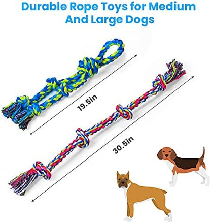 Feeko Heavy Duty Dog Rope Toys for Large Breed Aggressive Chewers, 2 Pack Indestructible Teeth Cleaning Tug of War Toy