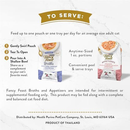 Purina Fancy Feast Lickable Appetizers and Broths Collection Grain Free Wet Cat Food Topper Variety Pack - 12 ct. Box (Pack of 2 Pack)