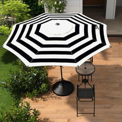 Abba Patio 9FT Lyon Outdoor Patio Umbrella Outdoor Table Umbrella with Push Button Tilt and Crank Market Umbrella 8 Sturdy Ribs UV Protection Waterproof for Garden Deck Backyard Pool, Stripe