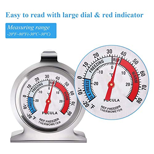 4PACK Refrigerator Thermometer -30-30 deg C/-20-80 deg F, Classic Fridge Thermometer Large Dial with Red Indicator Thermometer for Freezer Refrigerator Cooler