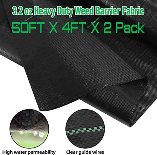 LAVEVE 4FT x 100FT Weed Barrier Landscape Fabric, 3.2oz Premium Heavy Duty Garden Cloth, Ground Cover for Gardening, Farming with 30 U-Shaped Securing Pegs