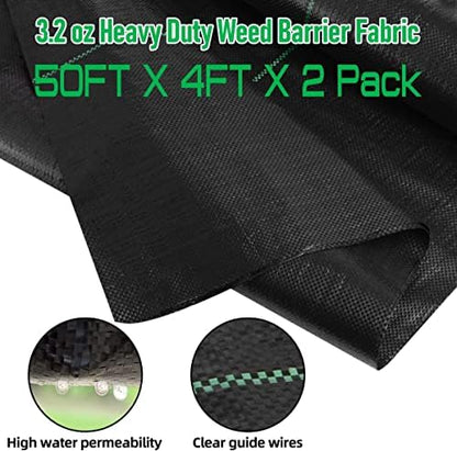LAVEVE 4FT x 100FT Weed Barrier Landscape Fabric, 3.2oz Premium Heavy Duty Garden Cloth, Ground Cover for Gardening, Farming with 30 U-Shaped Securing Pegs