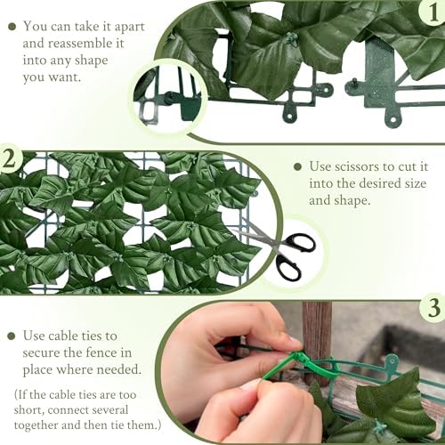 Artificial Ivy Privacy Fence Wall Screen,40X120 in UV-Anti Faux Greenery Backdrop Ivy Vine Leaf Hedges Fence Panels for Patio, Balcony, Garden, Backyard Indoor Outdoor Green Wall Decor