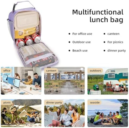 Lunch box Lunch bag for men women Insulated Lunchbox Lunch bags for Work Picnic Travel (Purple)