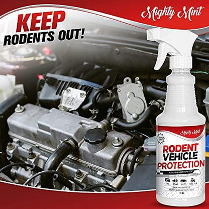 Mighty Mint Peppermint Oil Rodent Repellent Spray for Vehicles – Natural Mouse & Rat Control for Car Engines, RVs, Trucks & Boats – Plant-Based, Extra-Strong Formula – 16 oz