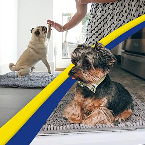 Muddy Mat® Shown on TV – Super Absorbent Microfiber Dog Door Mat for Muddy Paws, Non-Slip Washable Pet Rug, Quick Dry Chenille Entryway Carpet, Machine Washable Indoor Outdoor mat, Grey 30"x19"
