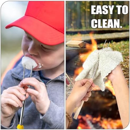 Briout Extendable Stainless Steel Roasting Sticks - Smores Sticks for Fire Pit Long 32 Inch, Smore Skewers Hot Dog Fork Campfire Accessories, Camping Essentials for S'mores - 10 Pack