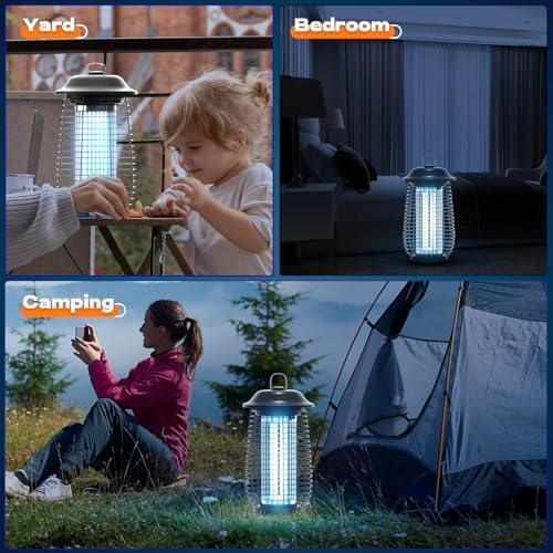 Bug Zapper Indoor & Outdoor, 4200V Electric Mosquito Zapper, 10 Years Lifespan, 6.5ft Power Cord, Waterproof, Fly Trap Mosquito Trap, Fly Killer Fly Zapper for Home, Patio, Kitchen, Backyard, Camping