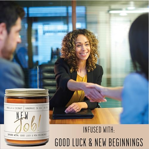 New Job Gifts for Women, Congratulations Gifts for Women - 'New Job Candle, w/Vanilla & Coconut I Job Promotion Gifts for Women I Leaving Job Gifts I Goodbye Coworker Gift I 50Hr Burn, Made in USA