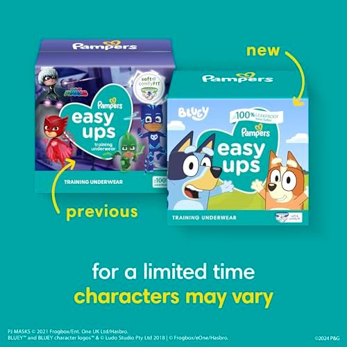 Pampers Training Pants - Easy Ups Boys & Girls Bluey - Size 4T-5T, 104 Count, Children's Potty Underwear (Packaging May Vary)