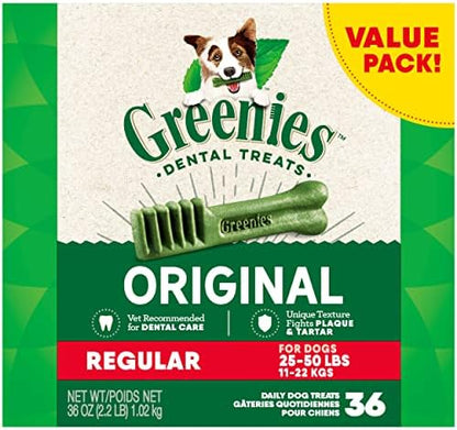 Greenies Original Regular Dental Dog Treats, 36 oz. Pack (36 Treats)