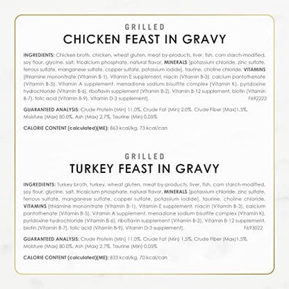 Purina Fancy Feast Grilled Wet Cat Food Poultry and Beef Collection Wet Cat Food Variety Pack - (Pack of 24) 3 oz. Cans