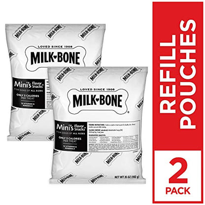Milk-Bone Mini's Flavor Snacks Dog Treats, 35 Ounce Refill Packs (Pack of 2) Crunchy Texture Helps Reduce Tartar