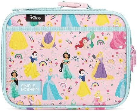 Simple Modern Disney Kids Lunch Box for School | Reusable Insulated Lunch Bag for Toddler, Girl, and Boy | Meal Containers with Exterior & Interior Pockets | Hadley Collection | Princess Rainbows