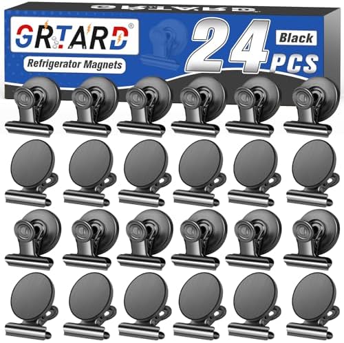 Grtard 48 Pack Magnetic Clips Heavy Duty, Magnet Clips for Fridge, Refrigerator Magnets with Clips, No-Scratch Strong Magnetic Clips for Refrigerator, Whiteboard, Cruise Cabins, Locker(Black)