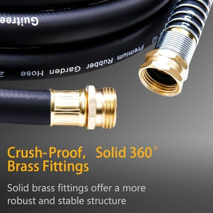 50FT 5/8 Heavy Duty Rubber Garden Hose - 200psi Working, 1000psi Burst - Hot/Cold Water - Five-Layered Braiding for Durability - Versatile for Gardening, Agriculture, Construction(Black)