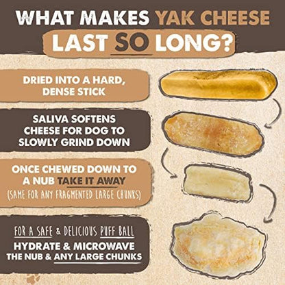 Mighty Paw Yak Cheese Dog Chews – All-Natural Long Lasting Hard Chew for Aggressive Chewers – High Protein, Odor-Free Dog Treat – 3 Ingredient Natural Yak Chews for Large Dogs – (4 Pack)