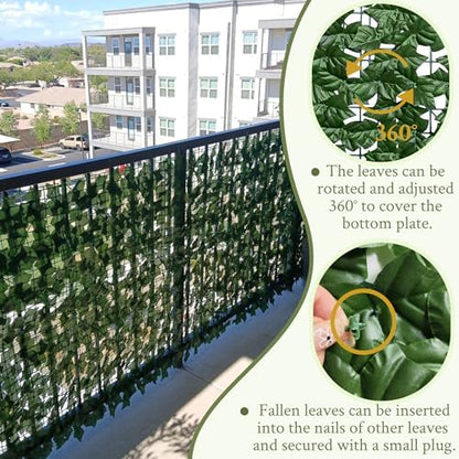 Artificial Ivy Privacy Fence Wall Screen,40X120 in UV-Anti Faux Greenery Backdrop Ivy Vine Leaf Hedges Fence Panels for Patio, Balcony, Garden, Backyard Indoor Outdoor Green Wall Decor