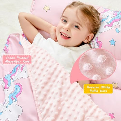 Toddler Nap Mat with Pillow and Blanket, Extra Large Rolled Napping Mats,Slumber Bags for Boys Girls,Kids Sleeping Bag for Daycare, Preschool Travel Camping
