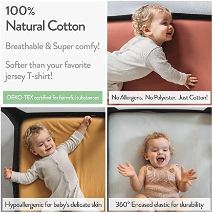 Bedside Sleeper Bassinet Fitted Sheets 33x20 for Maxi COSI Iora, Koola Baby, Baby Joy, Angelbliss, Kidsclub Bedside Bassinet – 100% Jersey Cotton – Light + Dark Grey – 2 Pack