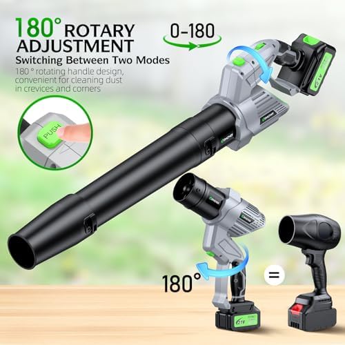 Electric Leaf Blower Cordless, 900,000 RPM, 2 x 4.0Ah Batteries & Charger, Handheld Leaf Blowers for Lawn Care, 5 Speed Mode, Portable Lightweight Grass Blower for Yard, Patio & Outdoor Use (Gray)