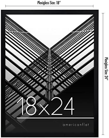 Americanflat 18x24 Poster Frame with Polished Plexiglass - Streamline Collection - Thin Border Picture Frame for Wall Display - Hanging Hardware Included - Black