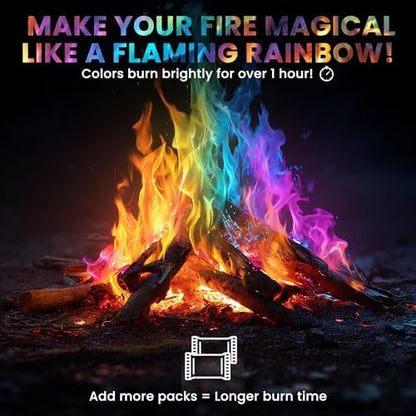 Magical Flames Fire Color Changing Packets Fire Pit (25 Pack), Fire Color Packets for Camping Essentials, Campfire, Bonfire & Fireplaces, Campfire Accessories