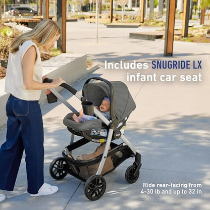 Graco Modes Pramette Travel System | Stroller & Car Seat Combo | 3-in-1 Stroller Modes | Includes Graco SnugRide 35 Infant Car Seat | Ellington