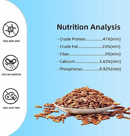 I LOVE WORMS Dried Black Soldier Fly Larvae (5lb), 100% Natural Non-GMO, Treat for Chickens, More Calcium Chicken Feed Than Mealworms