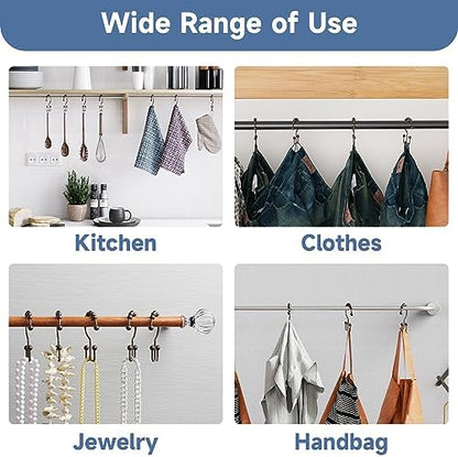 Titanker Shower Curtain Hooks Rings, Rust-Resistant Metal Double Glide Shower Hooks for Bathroom Shower Rods Curtains, Set of 12 Hooks - Bronze