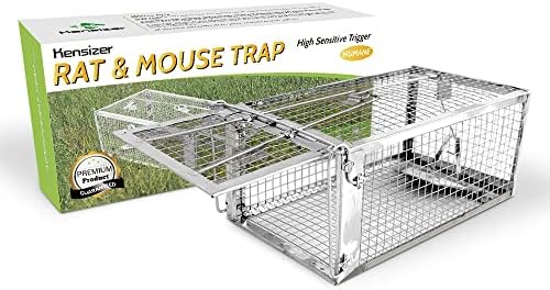 Kensizer Humane Rat Trap, Chipmunk Rodent Trap That Work for Indoor and Outdoor Small Animal - Mouse Voles Hamsters Live Cage Catch and Release 1-Pack