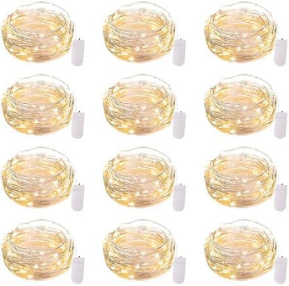 Brightown 12 Pack LED Fairy Lights Battery Operated String Lights - 7ft 20LED Waterproof Silver Wire Firefly Starry Moon Lights for DIY Crafts Wedding Table Centerpieces Party Bedroom Christmas