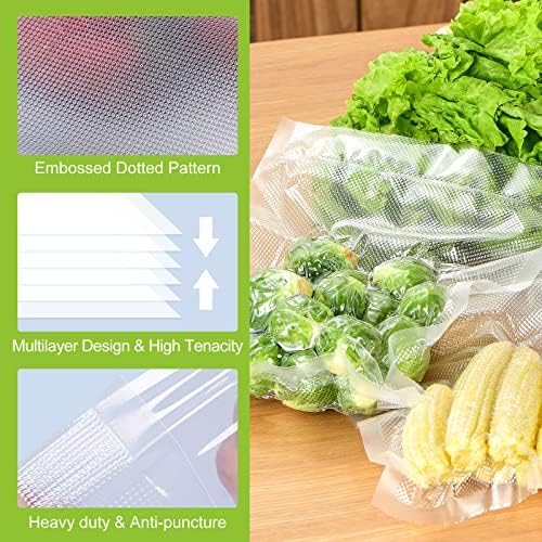 Bonsenkitchen Vacuum Sealer Rolls Bags, 6 Pack 3 Rolls 11" x 20' + 3 Rolls 8" x 20' Commercial Grade BPA Free Bag Rolls, Durable Customized Size Food Vac Bags for Storage and Sous Vide Cooking VB3211