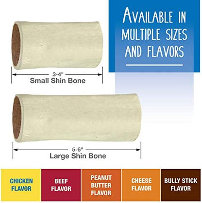 Cadet Stuffed Shin Bones - Highly Digestible, High Protein, Long-Lasting Dog Chew Bone for Aggressive Chewers, Supports Dental Health, - Peanut Butter Flavor, Small (3 Count)