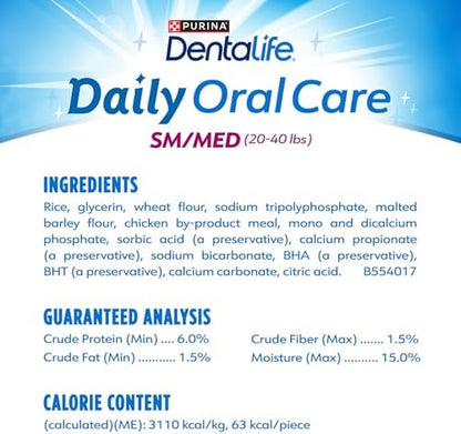 DentaLife Daily Oral Care Dog Treats for Small and Medium Dogs, Chewy Dental Treat to Freshen Breath and Fight Tartar, Chicken Flavor, 28.5 oz., 40 Chews - 40 ct. Pouch