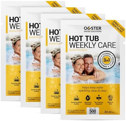 3in1 Weekly Hot Tub Cleaner, Conditioner, Clarifier - Hot Tub Chemicals for Standard & Inflatable Spas - Spa Chemicals for Crystal Clear & Sparkling Clean Water - Made in USA (4 Week Kit)