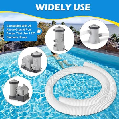 3 Pcs 1.25" Pool Hose, 59" Long Accessory Pool Pump Replacement Hoses, Compatible with All Above Ground Pool Filter Pumps that Use 1 1/4 Diameter Hoses