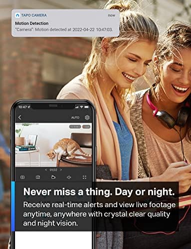 Tapo TP-Link 1080P Indoor Security Camera for Baby Monitor, Dog Camera w/Motion Detection, 2-Way Audio Siren, Night Vision, Cloud & SD Card Storage, Works w/Alexa & Google Home C100