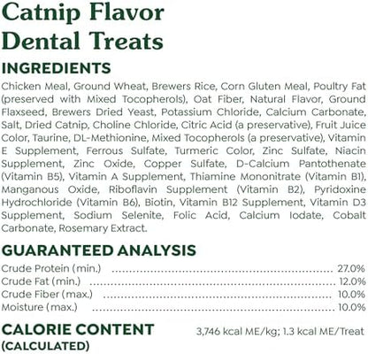 Greenies Feline Adult Dental Cat Treats, Catnip Flavor, 9.75 oz. Tub