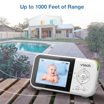 VTech VM819 Baby Monitor with Camera and Audio, 2.8” Screen Portable Baby Camera, Night Vision, 2-Way Audio, Temperature Sensor and Lullabies, Secure Transmission No WiFi, Ideal for Baby/Elderly/Pet