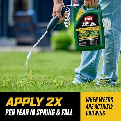 Ortho WeedClear Weed Killer for Lawns with Comfort Wand, Kills More than 250 Weeds including Dandelion and Clover, 1 gal.