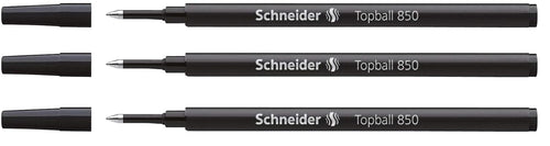 SCHNEIDER Pack of 3 Topball 850 Rollerball Refills Medium Tip 05 Black