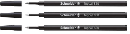 SCHNEIDER Pack of 3 Topball 850 Rollerball Refills Medium Tip 05 Black