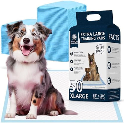 American Kennel Club Scented Puppy Training Pads with Ultra Absorbent Quick Dry Gel – 28 x 30 Pee Pads for Dogs - Fresh Scented - 50 Count, XL