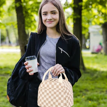 Bluboon Lunch Bag for Women Men Cute Corduroy Lunch Tote Bags Reusable Insulated Lunch Box Large Capacity Reusable Insulated Cooler for Work Picnic or Travel